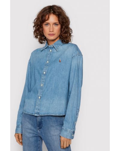 Voľná priliehavá rifľová košeľa Polo Ralph Lauren modrá