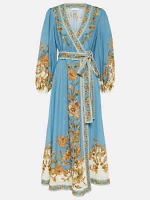 Květinové bavlněné midi šaty Zimmermann modré