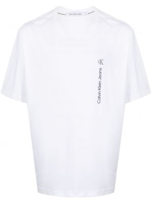 T-shirt de sport en coton à imprimé Calvin Klein blanc