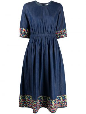 Květinové džínové šaty Ymc modré