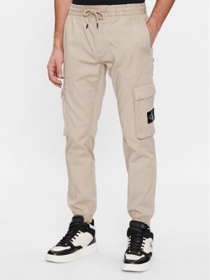 Pantaloni skinny fit cu buzunare Calvin Klein Jeans bej