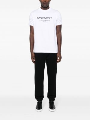 Pantalon de joggings en coton à imprimé Karl Lagerfeld noir