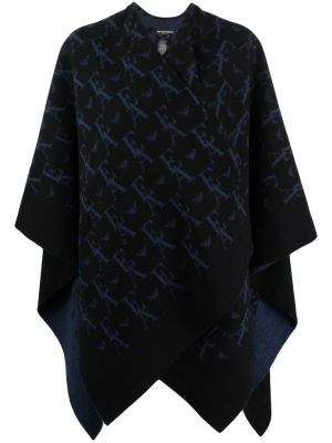 Poncho med print Emporio Armani svart