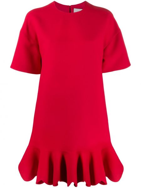 Vestido de tubo ajustado con volantes Valentino rojo