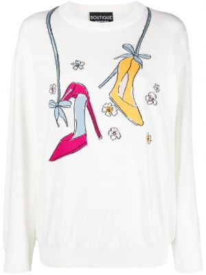 Pull en tricot à imprimé Boutique Moschino blanc