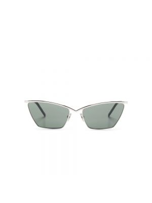 Okulary przeciwsłoneczne skórzane klasyczne Saint Laurent srebrne