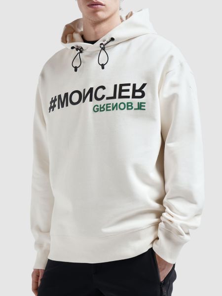 Sudadera con capucha de algodón Moncler Grenoble blanco