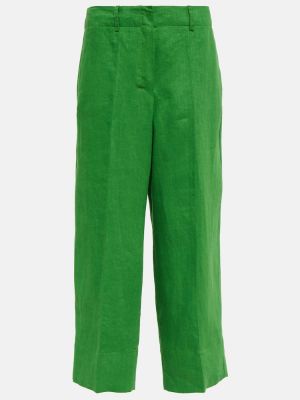 Pantalones rectos de lino 's Max Mara verde