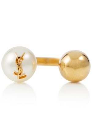 Prsteň s perlami Saint Laurent zlatá