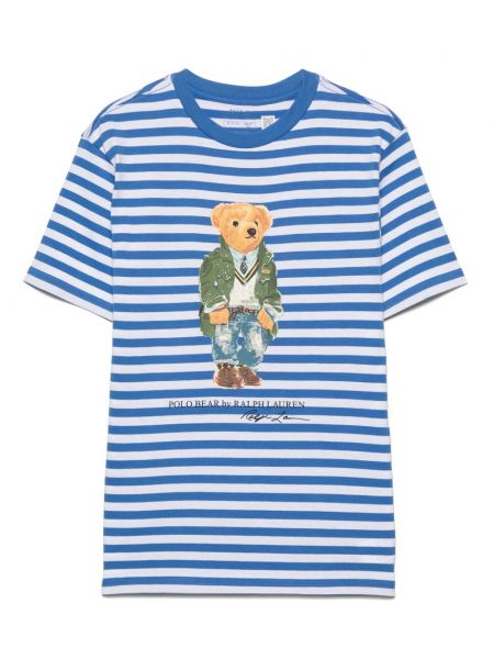 Printti t-paita tytöille Ralph Lauren Kids sininen