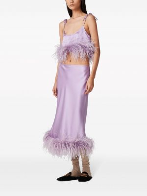 Midi sijonas satininis su plunksnomis Miu Miu violetinė