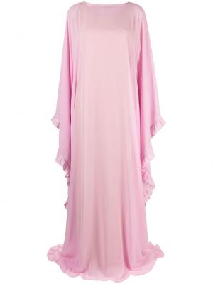 Drapované priehľadné večerné šaty Rayane Bacha ružová