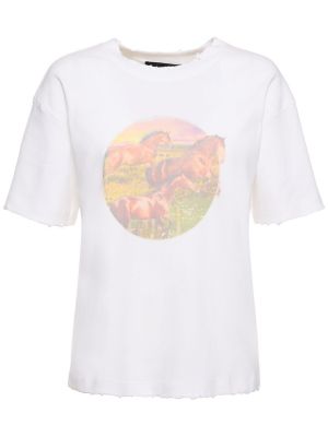 Koszulka z nadrukiem z dżerseju Brandon Maxwell biała