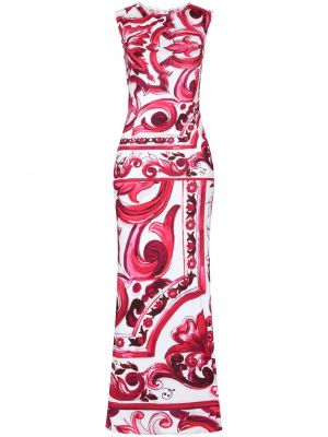 Макси рокля с принт Dolce & Gabbana червено