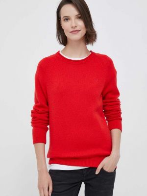 Sweter wełniany Tommy Hilfiger czerwony