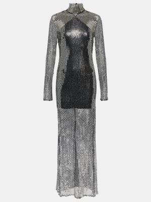 Przezroczysta sukienka długa Taller Marmo srebrna
