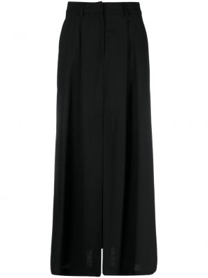 Vlněné plisovaná sukně s nízkým pasem s knoflíky Erika Cavallini - černá