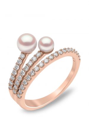 Z růžového zlata prsten s perlami Yoko London