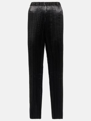 Plisované slim fit saténové rovné kalhoty Junya Watanabe černé