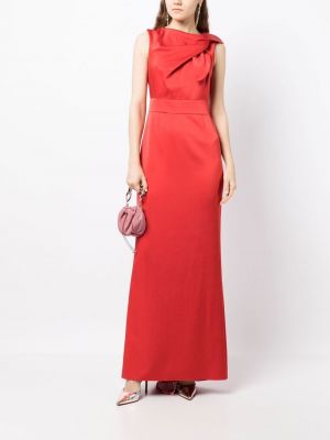 Drapiruotas asimetriškas vakarinė suknelė Paule Ka raudona