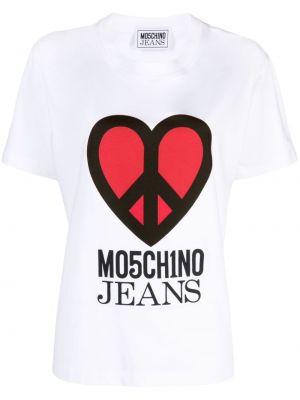 Pamučna majica s printom Moschino Jeans bijela