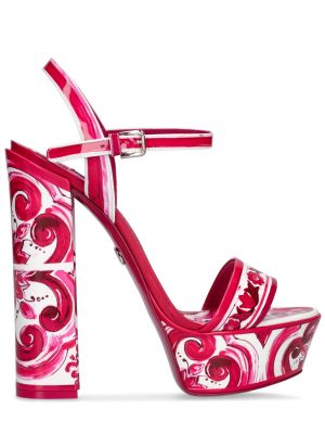 Sandali di pelle con stampa Dolce & Gabbana bianco