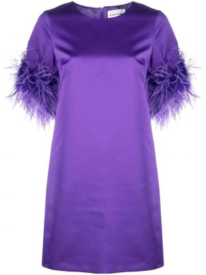 Suknele kokteiline satininis su plunksnomis P.a.r.o.s.h. violetinė