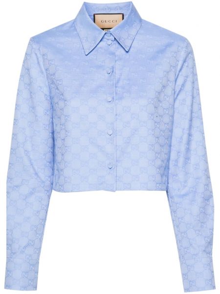 Chemise à imprimé Gucci bleu