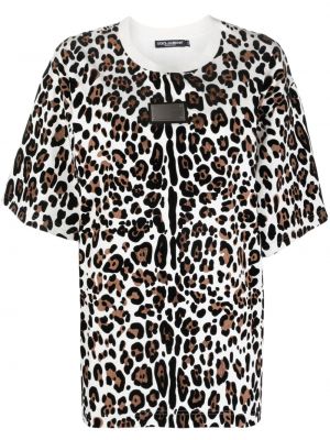Βαμβακερή μπλούζα με σχέδιο με λεοπαρ μοτιβο Dolce & Gabbana