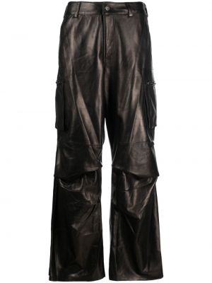 Pantaloni cargo din piele Salvatore Santoro negru