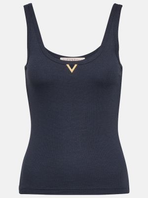 Top de algodón de tela jersey Valentino azul