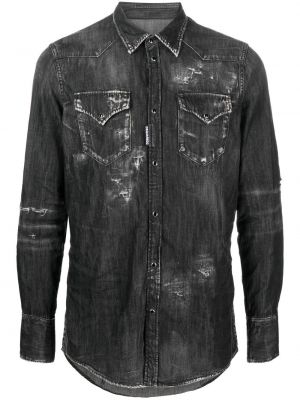 Apgrūtināti džinsa krekls Dsquared2 melns