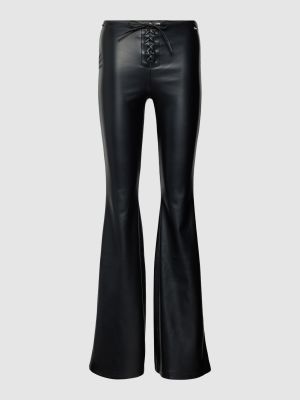 Spodnie z niską talią skórzane Review Female czarne