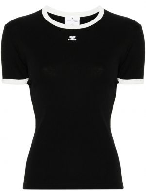 Βαμβακερή μπλούζα Courreges μαύρο