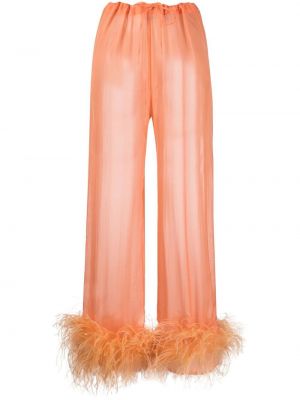 Прозрачни прав панталон с пера Oséree оранжево