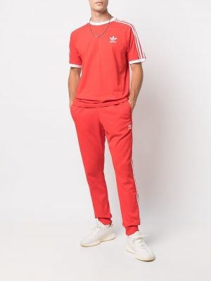 Camiseta a rayas con capucha Adidas rojo