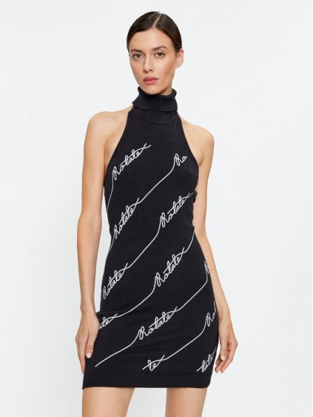 Трикотажное приталенное платье-водолазка Rotate черное