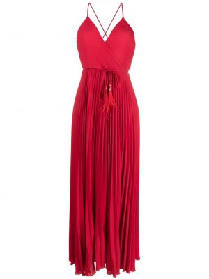 Плисирана вечерна рокля с v-образно деколте Liu Jo червено