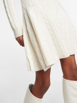 Kašmírové vlnené mini šaty Polo Ralph Lauren biela