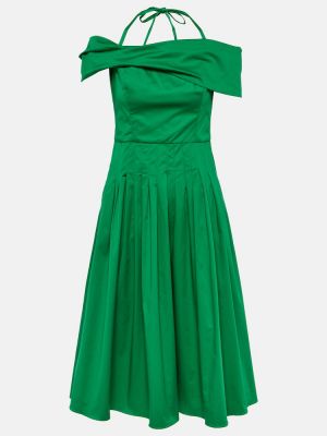 Jedwabna sukienka midi Oscar De La Renta zielona