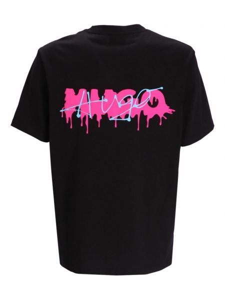Kokvilnas t-krekls ar apdruku Hugo melns