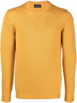 Jersey de lana merino de tela jersey de cuello redondo Roberto Collina amarillo