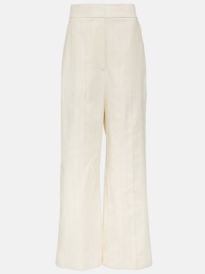 Βαμβακερό παντελόνι με χαμηλή μέση σε φαρδιά γραμμή Khaite λευκό