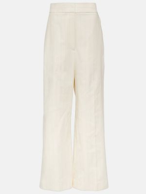 Pantaloni a vita bassa di cotone baggy Khaite bianco