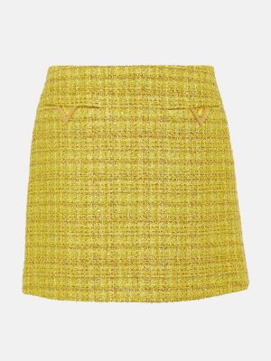 Tvídové mini sukně Valentino žluté