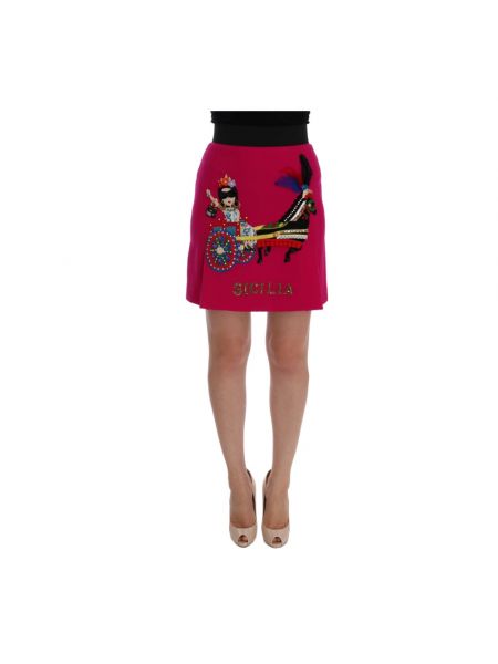 Mini spódniczka wełniana Dolce And Gabbana różowa