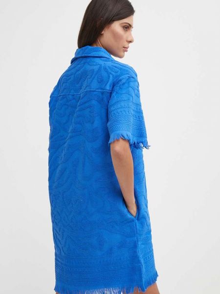 Pamučna mini haljina oversized Oas plava