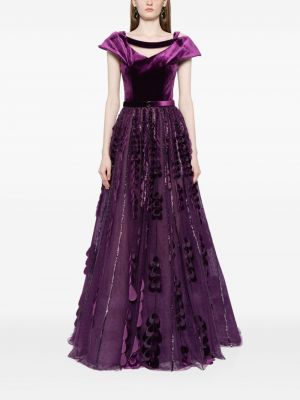 Vakarinė suknelė su karoliukais iš tiulio su širdelėmis Saiid Kobeisy violetinė