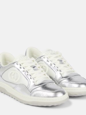Sneakersy skórzane Gucci srebrne