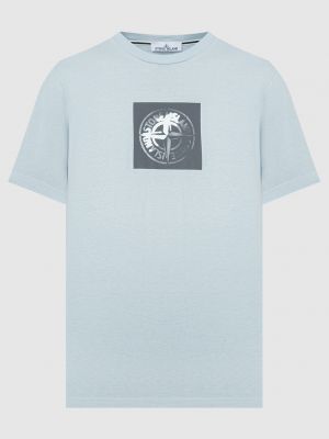 Блакитна футболка з принтом Stone Island